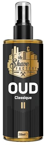 THE SHAVE FACTORY After Shave Cologne – Oud 02 Classique 250ml – Soin Élégant & Réconfortant Après-Rasage – Parfum Chaleureux Infusé d’Oud – Apaise, Hydrate & Rafraîchit