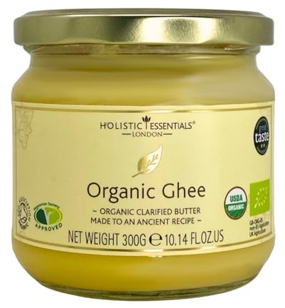 Holistic Essentials Certified Organic Ghee 300g | Pure & Natural Grass-Fed Cow | Organic Clarified Butter | Highly Nutritious | Supports Immunity & Boost Energy | 100% Pure & Ayurvedic
