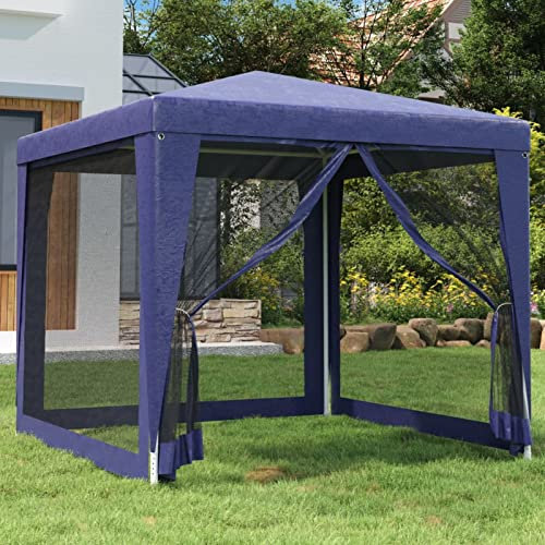 ShGaxin Pergola Party-Pavillon mit 4 Wänden aus HDPE-Netzgewebe, blau, 2,5 x 2,5 m