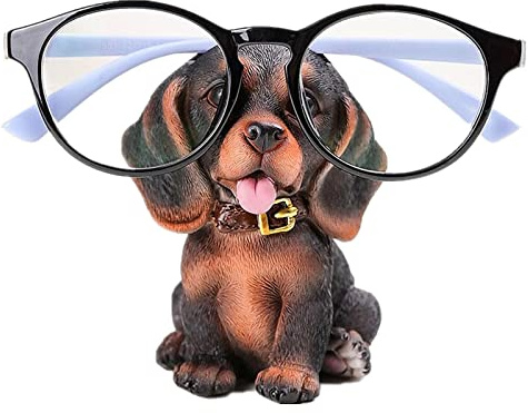 AMJIDJU Niedlicher Tier-Brillenhalter für Zuhause, Büro, Schreibtisch, Dekoration, Geschenk, (Labrador Black)