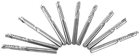 10 Stück 3,175 X 15 Mm Einzelflöten-Wolframkarbid-Schaftfräser CNC-Bits Holz- und Acryl-Schneidset