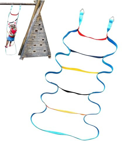 Scala di corda per bambini, scala di corda, fibbie in acciaio inossidabile, scala di corda per casa sull'albero, fettuccia colorata, per percorsi a ostacoli, altalena per arrampicata su cord