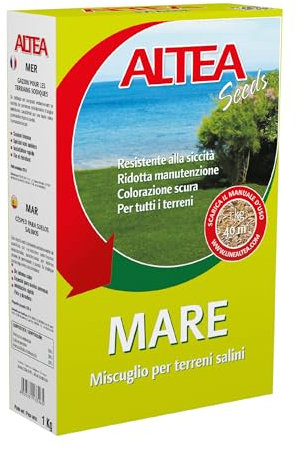 Tecnokit Mare Semi Per Prato Resistente Al Caldo E Alla Salinità, Miscuglio Per Zone Costiere, Sementi Per Prato Di Qualità, Crescita Rapida, Confezione 1kg - 40 mq