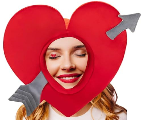 Valentinstag herzförmiger Hut, Herzhut Erwachsener Cosplay | Valentinstag Cartoon Liebe Herzform Kopfbedeckung | Performance -Foto -Requisiten, Partydekoration, lustige Kopfbedeckung für Hochzeit, Fes