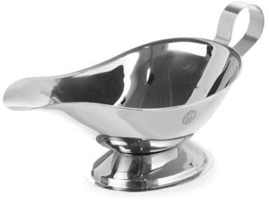 HENDI Salsera, 280 ml, con base, cazo recipiente pequeño para salsas, salsera con pico vertedor, 200x100x(H)105mm, acero inoxidable (Paquete de 10)