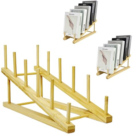 GYSLEOT 3 Pcs Wood Book Stand for Display, Tabletop Book Display Rack Easel Holder for Vendors, 5-Tier Portable Kids Bookshelf Counter Retail Display for Magazine Art Print