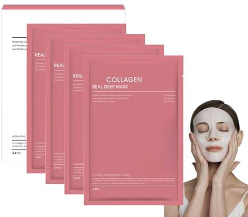 4 stycken organiska collagemask koreanska, ekologiska collage djup hydration mask overnight, organiskt kollagen ansiktsmask, anti-aging kollagen ansiktsmask, minskar fina linjer och rynkor