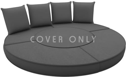 167,6 cm, 5-teiliges Ersatzkissen für den Außenbereich, Tagesbett, Sonnenbett, mit Reißverschluss, wasserabweisend, Rattan-Sofa-Kissenbezug, Schwarz