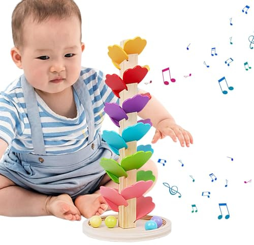 Regenbogen Musikbaum | Holzspielzeug Mit Farbsortierung & Lernfunktion - Kreatives Pädagogisches Interaktives Spielzeug Für Kindergartenkinder Zu Hause & Unterwegs – Hand-Auge-Koordination Und
