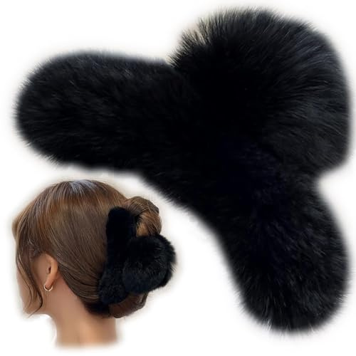 Plüsch Haarklammern, Weicher Plüsch Haarklammern, Haarklammer Groß, Rutschfeste Haarspangen, Haarklammer, Flauschige Plüschs-Haarspangen, Mittelgroß Haarspangens, für Frauen und Mädchen