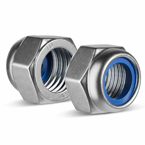 Befestigungstechnik F.R. Sechskantmuttern DIN 985|Edelstahl A2 (V2A) selbstsichernde Muttern|metrisches Gewinde M3-M16|Industrie, Werkstatt, Heimwerker|witterungsresistent|10,25,50,100 Stk. (10x, M10)