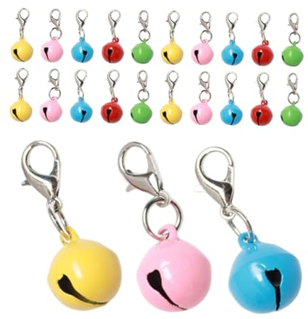 BESPORTBLE 20 Bunte Kleiner Glöckchen mit Schlüsselanhänger für Haustierhalsband Langlebige Selbstgemacht Dekorationsglocken für Katzen und Hundehalsbänder Zubehör für Haustierbedarf