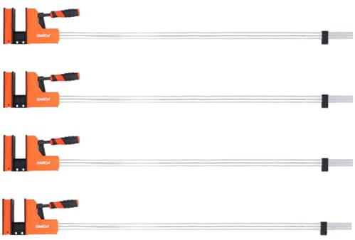 WellCut Bar Clamps 1200mm x 95mm, Parallel Jaw Clamp, Quick Release Professional Woodworking F Clamps with 600kg Clamping Force Heavy Duty Super Strong Fully Adjustable (Pack of 4)