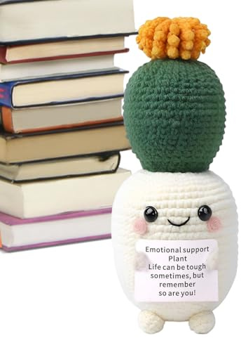 Genérico Cactus de Ganchillo - Muñeca de Planta Hecha a Mano, Adorable de Vida Emocional, Linda decoración en Maceta, Accesorio de Escritorio de energía/Decoración de Regalo para ha