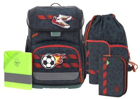 LÄSSIG Schulranzen Regenhülle Light Unique School Set 7-teilig Football deep blue dunkelblau