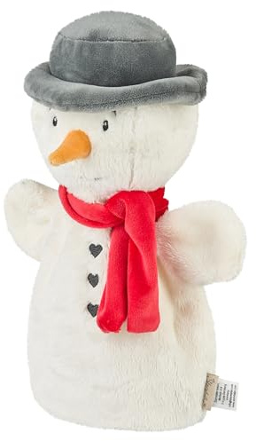 Sterntaler Handpuppe Schneemann, Kinder- und Babyspielzeug, weicher Flausch, mit Schal und Hut, wattiert mit Polyesterwatte, 27 × 22 × 13 cm – cremeweiß