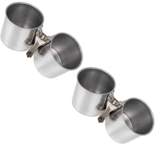 VALICLUD Set 2 Pezzi Ciotole per Cibo e Acqua per Uccelli in Acciaio Inox con Morsetto, Mangiatoia per Gabbie di Pappagalli e Uccelli Domestici, Accessori Alimentazione per Colombe