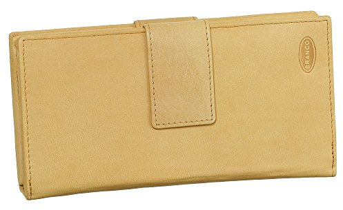 Ledershop24 Luxus Leder Damen Geldbörse Portemonnaie Geldbeutel XXXL mit Reißverschluss 18,5 cm Farbe Beige