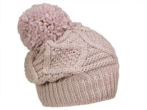 Rassow Strickmütze mit Zopfmuster und Pompom - Flieder (85) - One Size