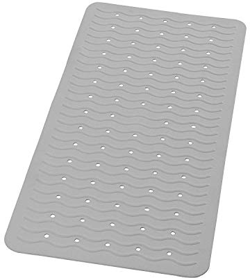 RIDDER Badkarsinlägg, badrumsmatta, badkarsinsats ca 38 x 80 cm, Playa, grå | allergivänlig | Tillverkad i Tyskland | hållbar | återvinningsbar | tvättbar | PVC-fri