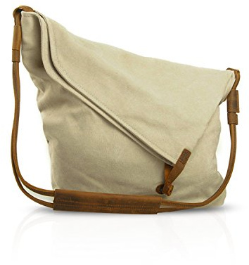 FANDARE Retro axelväska herr/dam 13 tums laptop business pendlare crossbody väska utomhus resor camping stor kapacitet budväska andningsbar duk, Vit, L, Fritidsryggsäck