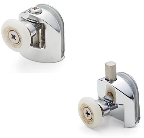 ShowerPart Single Height Adjustable Shower Door Rollers/Wheels/Runners AQ1, Shower Door Wheel Diameter 23mm, Wheel Thickness 5.8mm, Chromed Plastic Cover, Shower Door Replacement Parts, 2x
