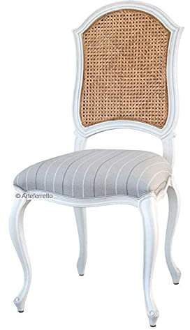 Chaise bois et tissu dossier en paille de Vienne