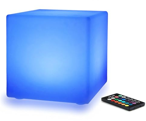 Mr.Go 8 LED Nachtlicht Würfel Licht Stimmunglampe mit Fernbedienung, Dimmbare Helligkeit, 16 Warmes Licht, RGB Farbwechsel fur Haus Terrasse Partei Akzent Ambient