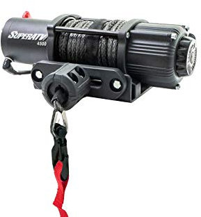 SuperATV Cabrestante de 4500 libras para UTV/ATV | Kit completo de cabrestante Black Ops | Sellos impermeables y solenoide | Motor de 1.3 HP | Relación de engranajes 166:1