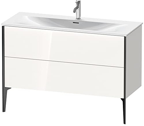 Duravit XViu 4304 Waschtischunterbau stehend, 2 Auszüge, für Waschtisch Viu 234412, 1210x480 mm, Farbe (Front/Korpus): schwarz matt/weiß hgl. - XV43040B285