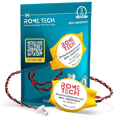 Rome Tech RTC CMOS Battery for HP EliteBook 640 G1, 645 G1, 650 G1 - BIOS CR2032 with 2 Pin Wire Cable