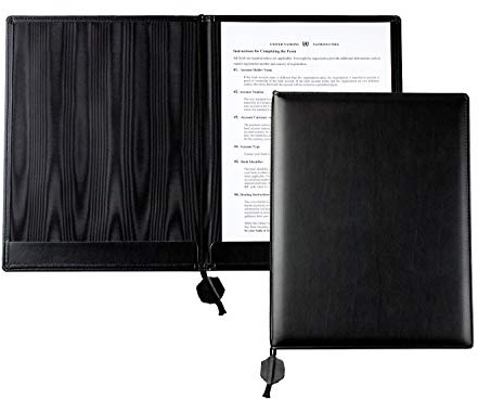 DELMON VARONE - Porte-documents personnalisable DIN A4 avec cordon en simili cuir noir - Organisateur Dossier pour les documents, certificats et actes - Classeur 2 insertions et doublure moirée