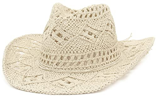 EOZY Strohhut Herren Damen Sonnenhut UV Schutz Panama Hut Strand Sommerhut Roll-Up Hut M Beige