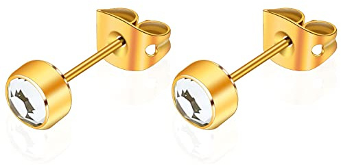 G23 Titan Kristall Ohrstecker für Damen Herren Hypoallergen Nickelfrei 3-5 mm Optionen Runde Ohrringe für Mädchen empfindliche Ohren