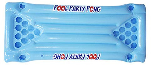 Pool Tool Accessories Floating Mat Summer Air Mattress Inflatable PVC Beer Pong Table Pool Fun Float Ice Bucket Cooler Lounge Drinking Game Blue 24 Cup Holder (Color : Blue)