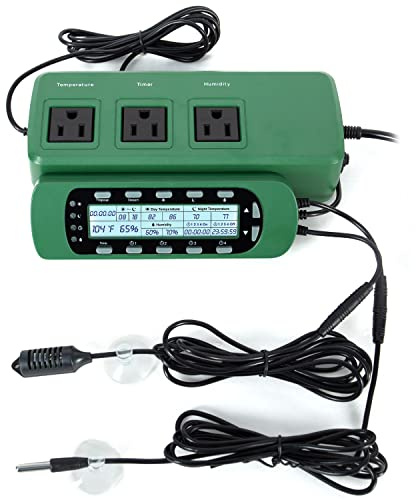 REPTI ZOO Reptile Digital Thermometer Hygrometer Controller for Tank Terrarium - Waterproof Reptile Timer with Thermostat Controller Lighting Timer