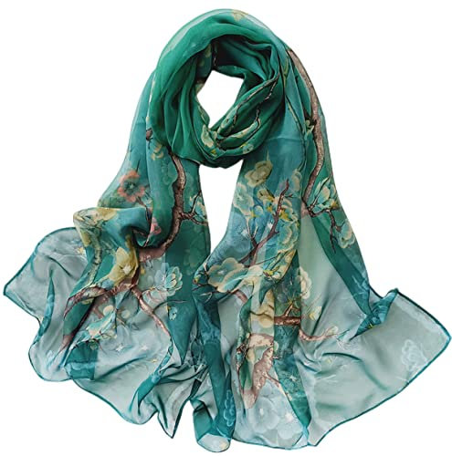 FAIRYGATE Chiffon Schal Damen Georgette Blumenmuster Halstuch Für Frauen Bunt Schals Florale Tuch Seidenschal 50015