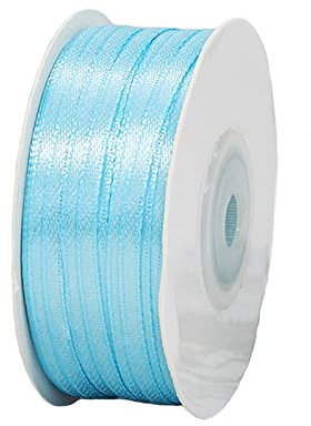 91m Satinband Geschenkband Hellblau 3mm Breit,Seidenband Luftballon Band Dick Schleifenband Satin Dekoband Geschenkverpackung Deko Band Stoffband für Halloween Weihnachten Hochzeit Taufe Geburtstag