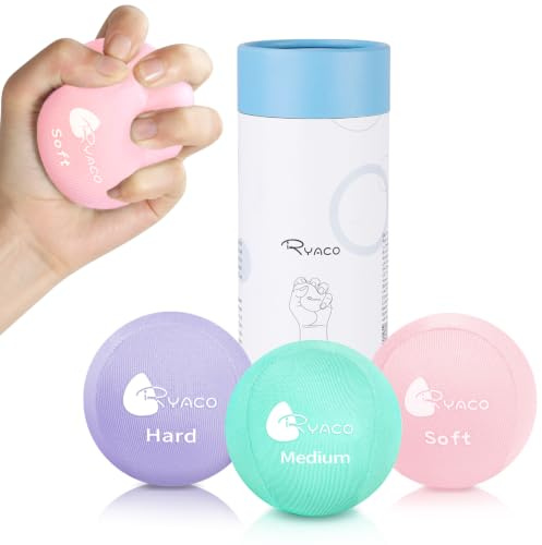 RYACO Handtherapie-Übungs-Stressball-Bundle – 3er-Set – Stressball mit dynamischem Widerstand und Griffverstärkung – therapeutische Handwiederherstellung
