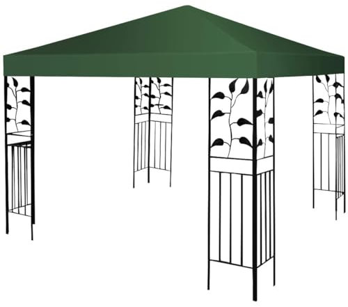 GYMAX Tettoia Gazebo da Esterno Tendone da Giardino per Campeggio 300x300cm (Verde)