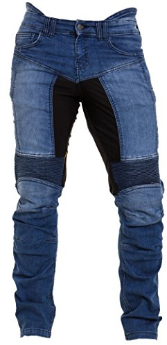 Rider Protec Men’s Motorcycle Riding Demin Jeans Mens Motorbike Adventure Touring Pants Reinforced with Aramid Lining and Protective Pads Blue