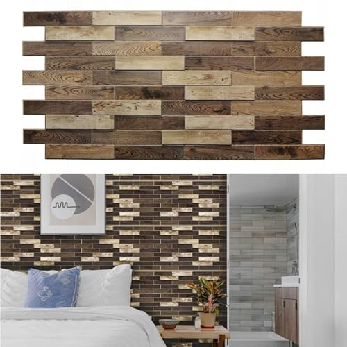 Deccart 3D Wandpaneele Holzoptik 96 x 47 cm - PVC Paneele Wand Deko Wohnzimmer Küche Badezimmer Wasserfest - Wandverkleidung Innen zum Kleben - Wandpanele Wandpaneel Leicht zu Montieren