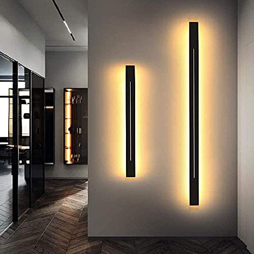 MOLOURK LED Wandlampe Innen Schwarz Wandleuchte Metall Acryl Up/Down Spiegelleuchte Lange Lichtleiste Warmweiß 3000K Wandbeleuchtung Badlampe für Badzimmer Schlafzimmer Wohnzimmer Treppen (100CM)