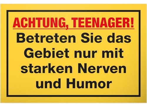 DankeDir! Teenager Nerven & Humor - Schild 30 x 20 cm - Jungen & Mädchen Teenager Türschild Geschenkidee Zimmer Spruch - Zimmer Deko Dekoration Geschenk Idee Tür Deko Geburtstag Jugendliche