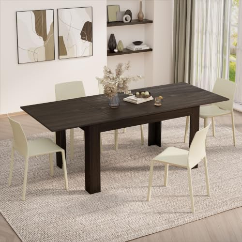 MOBILI FIVER, Ausziehbarer Esstisch Easy, 140(220) x90 cm, Nussbaum Dunkel, Made In Italy