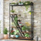 Tribesigns Supporto per piante da interno alto a 7 livelli, grande scaffale per piante da 180 cm con 10 ganci da appendere, espositore per vasi per bonsai per interni, giardino, balcone (Marrone)