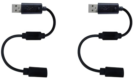 NSGWKZD USB Adapter Breakaway Cable Replacement for Logitech G920, Thrustmaster Ferrari 458 Spider Racing Wheel Xbox 360 Controller, 2-Pack, Black, USB-BREAKAWYA-CABLE-2PCS