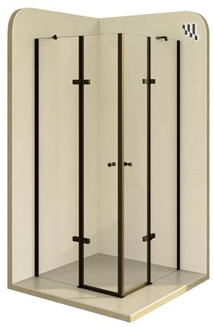 i-flair Duschkabine Alice 90x120 Höhe: 180 cm, Eckkabine mit Klapptüren in Schwarz. Duschabtrennung aus 6 mm dickem durchsichtigem Nano-ESG-Sicherheitsglas, beidseitig montierbar! DK19B
