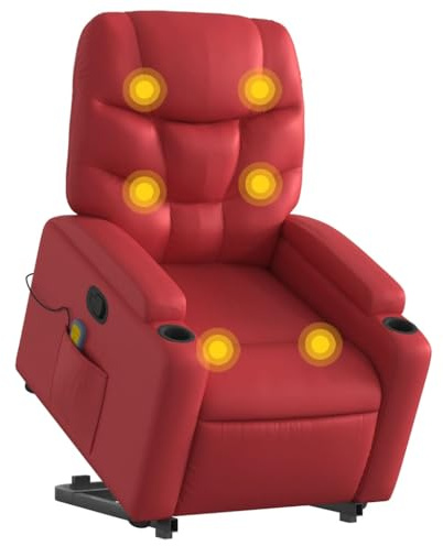 vidaXL Massagesessel mit Aufstehhilfe Rot Kunstleder