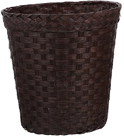 IMIKEYA Corbeille À Papier En Osier Poubelle Tissée Panier À Linge En Osier Corbeille À Papier Ronde Panier Poubelle Pour Chambre Salle De Bain Cuisine Café